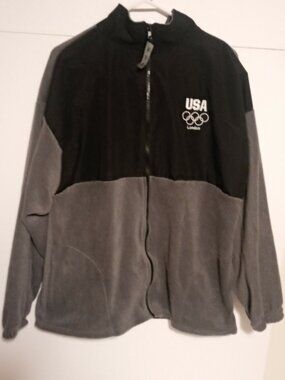 USA Olympic Committee Full Zip London Games Gray Fleece Jacket Men's  X-Large